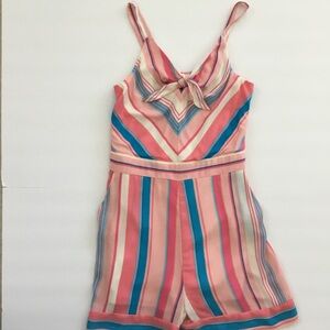 NWT Lilt Girls Romper Shorts Striped Size L